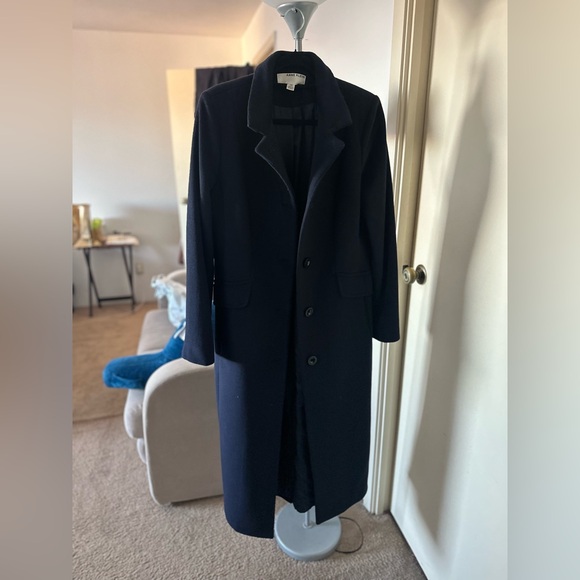 Anne Klein | Navy Wool Button Long Coat in Size 10 - Picture 3 of 5